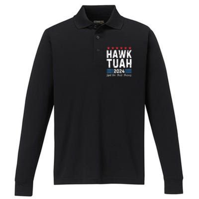 Hawk Tush Spit On That Thang 4th Of July Viral Election Parody Gift Performance Long Sleeve Polo