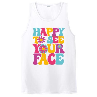 Happy To See Your Face Retro Groovy Back To School Teacher PosiCharge Competitor Tank