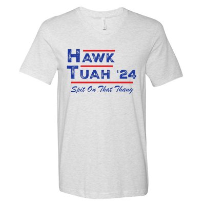 Hawk Tuah Spit Funny Humor Saying V-Neck T-Shirt