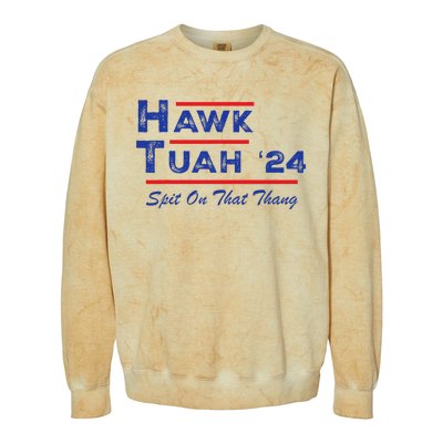 Hawk Tuah Spit Funny Humor Saying Colorblast Crewneck Sweatshirt