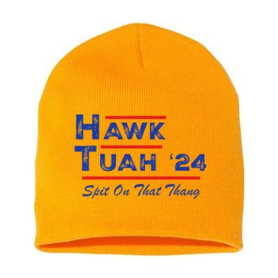 Hawk Tuah Spit Funny Humor Saying Short Acrylic Beanie