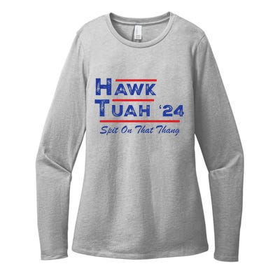 Hawk Tuah Spit Funny Humor Saying Womens CVC Long Sleeve Shirt