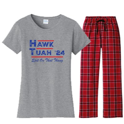 Hawk Tuah Spit Funny Humor Saying Women's Flannel Pajama Set