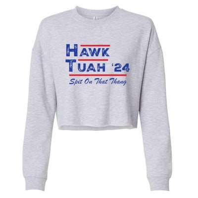 Hawk Tuah Spit Funny Humor Saying Cropped Pullover Crew