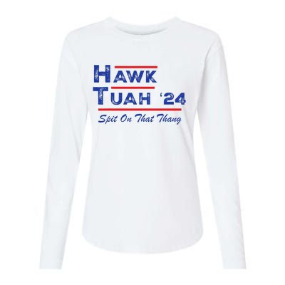 Hawk Tuah Spit Funny Humor Saying Womens Cotton Relaxed Long Sleeve T-Shirt