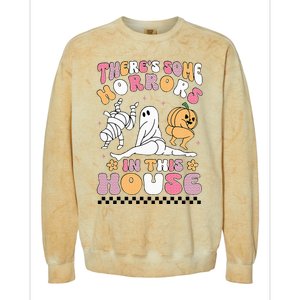 Halloween There's Some Horrors In This House Ghost Pumpkin Colorblast Crewneck Sweatshirt