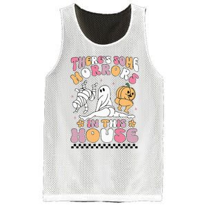 Halloween There's Some Horrors In This House Ghost Pumpkin Mesh Reversible Basketball Jersey Tank