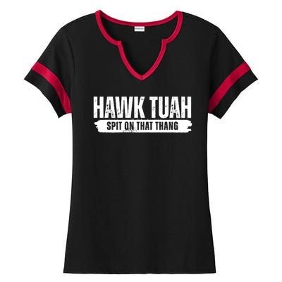 Hawk Tuah Spit On That Thang Funny Meme Ladies Halftime Notch Neck Tee