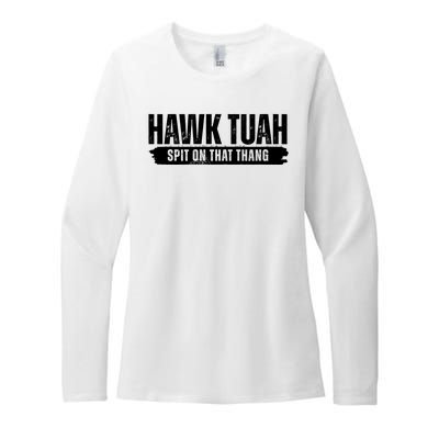 Hawk Tuah Spit On That Thang Funny Meme Womens CVC Long Sleeve Shirt