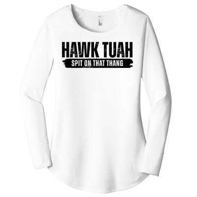 Hawk Tuah Spit On That Thang Funny Meme Women's Perfect Tri Tunic Long Sleeve Shirt