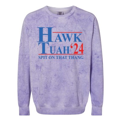 Hawk Tuah Spit On That Thang Funny Colorblast Crewneck Sweatshirt