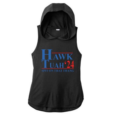 Hawk Tuah Spit On That Thang Funny Ladies PosiCharge Tri-Blend Wicking Draft Hoodie Tank