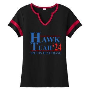 Hawk Tuah Spit On That Thang Funny Ladies Halftime Notch Neck Tee