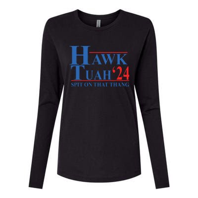 Hawk Tuah Spit On That Thang Funny Womens Cotton Relaxed Long Sleeve T-Shirt