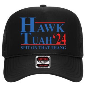 Hawk Tuah Spit On That Thang Funny High Crown Mesh Back Trucker Hat