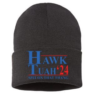 Hawk Tuah Spit On That Thang Funny Sustainable Knit Beanie