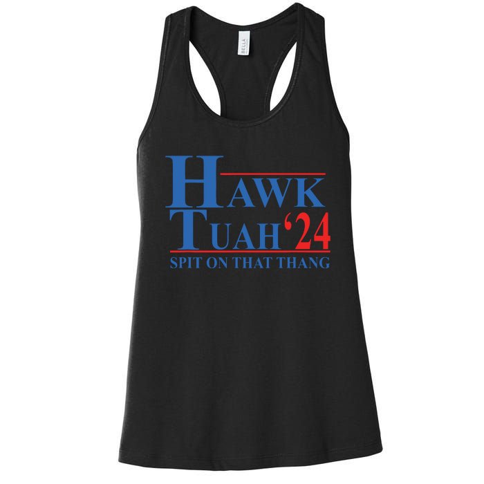 Hawk Tuah Spit On That Thang Funny Women's Racerback Tank