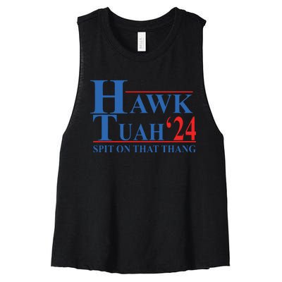 Hawk Tuah Spit On That Thang Funny Women's Racerback Cropped Tank