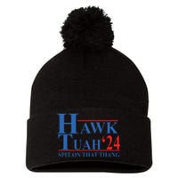 Hawk Tuah Spit On That Thang Funny Pom Pom 12in Knit Beanie