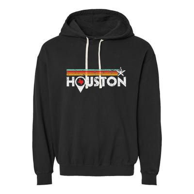 Houston Texas Strong Vintage Stripes Cool Gift Garment-Dyed Fleece Hoodie