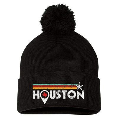 Houston Texas Strong Vintage Stripes Cool Gift Pom Pom 12in Knit Beanie