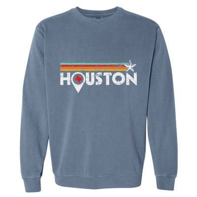 Houston Texas Strong Vintage Stripes Cool Gift Garment-Dyed Sweatshirt