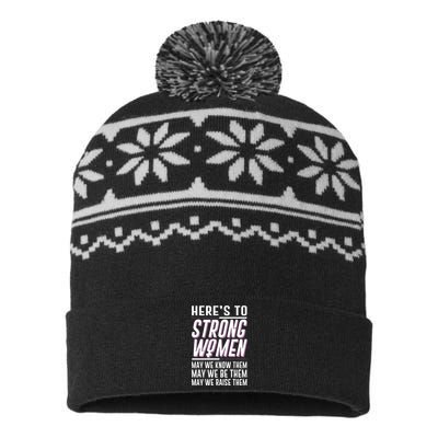 Here's To Strong Women Celebrate International Women's Day USA-Made Snowflake Beanie