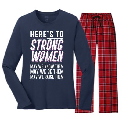 Here's To Strong Women Celebrate International Women's Day Women's Long Sleeve Flannel Pajama Set 