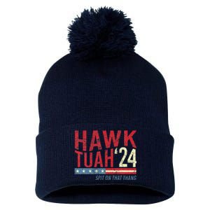 Hawk Tuah Spit On That Thang Hawk Thua Hawk Tua Pom Pom 12in Knit Beanie