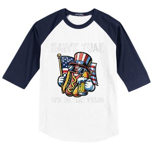 Hawk Tush Spit On That Thang Viral 4th Of July Wiener Parody Baseball Sleeve Shirt