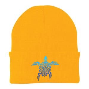 Hawaiian Tribal Sea Turtle Polynesian Tattoo Style Vacation Knit Cap Winter Beanie