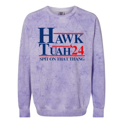 Hawk Tuah Spit On That Thang Colorblast Crewneck Sweatshirt