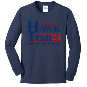 Hawk Tuah Spit On That Thang Kids Long Sleeve Shirt