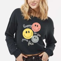 Happy To See Your Face Cropped Pullover Crew