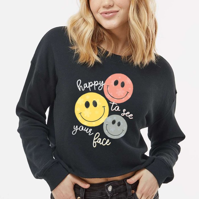Happy To See Your Face Cropped Pullover Crew