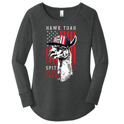 Hawk Tush Spit On That Thing Funny Llama July 4th Women's Perfect Tri Tunic Long Sleeve Shirt