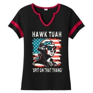 Hawk Tush Spit On That Thing Funny Georg Washington July 4th Ladies Halftime Notch Neck Tee