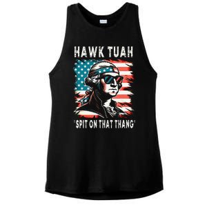 Hawk Tush Spit On That Thing Funny Georg Washington July 4th Ladies PosiCharge Tri-Blend Wicking Tank