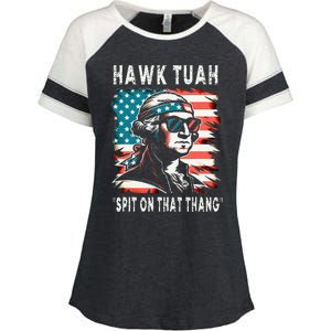 Hawk Tush Spit On That Thing Funny Georg Washington July 4th Enza Ladies Jersey Colorblock Tee