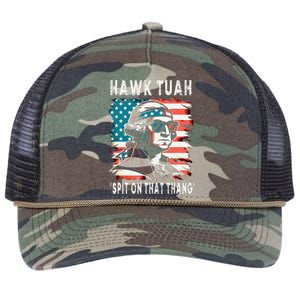 Hawk Tush Spit On That Thing Funny Georg Washington July 4th Retro Rope Trucker Hat Cap