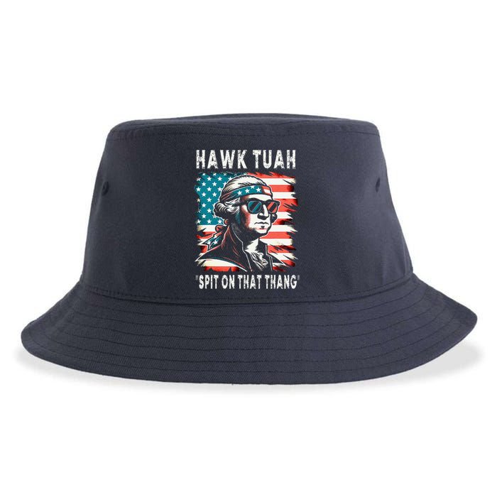 Hawk Tush Spit On That Thing Funny Georg Washington July 4th Sustainable Bucket Hat