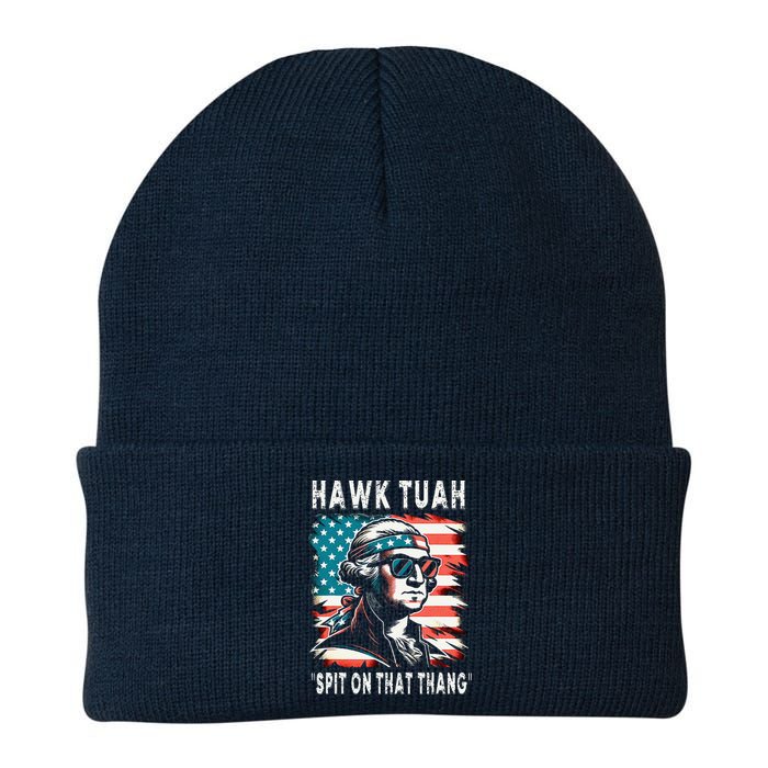 Hawk Tush Spit On That Thing Funny Georg Washington July 4th Knit Cap Winter Beanie