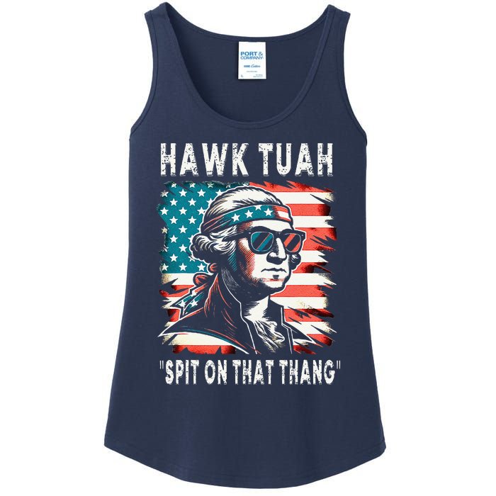 Hawk Tush Spit On That Thing Funny Georg Washington July 4th Ladies Essential Tank