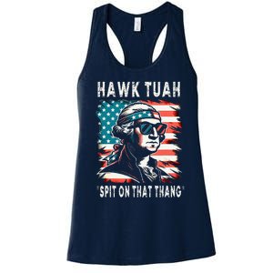 Hawk Tush Spit On That Thing Funny Georg Washington July 4th Women's Racerback Tank