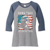 Hawk Tush Spit On That Thing Funny Georg Washington July 4th Women's Tri-Blend 3/4-Sleeve Raglan Shirt