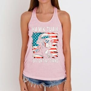 Hawk Tush Spit On That Thing Funny Georg Washington July 4th Women's Knotted Racerback Tank