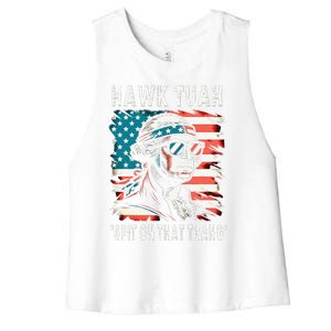 Hawk Tush Spit On That Thing Funny Georg Washington July 4th Women's Racerback Cropped Tank