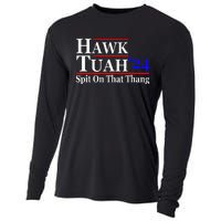 Hawk Tuah Spit On That Thing Presidential Candidate Parody Cooling Performance Long Sleeve Crew