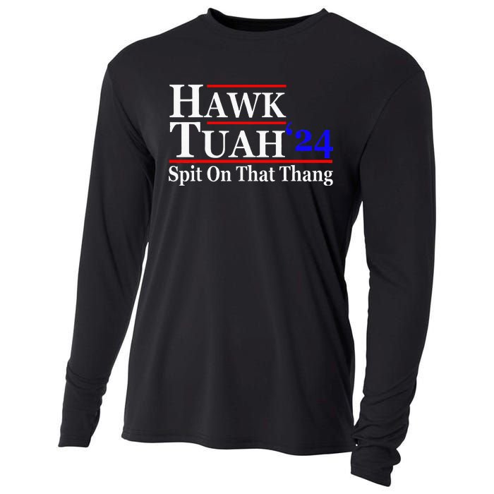 Hawk Tuah Spit On That Thing Presidential Candidate Parody Cooling Performance Long Sleeve Crew