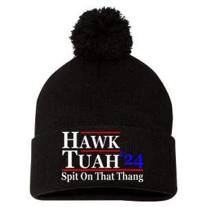 Hawk Tuah Spit On That Thing Presidential Candidate Parody Pom Pom 12in Knit Beanie